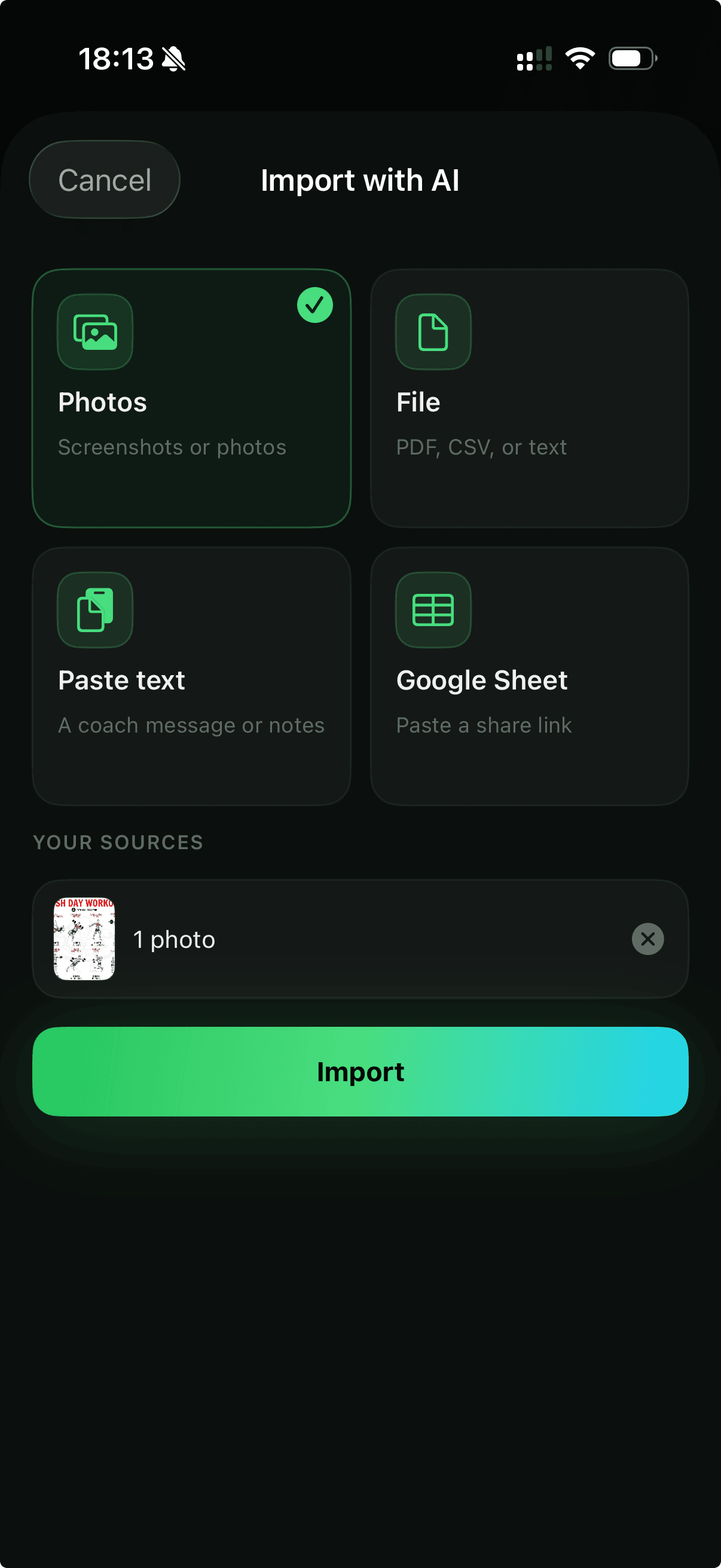 Importing a program with AI